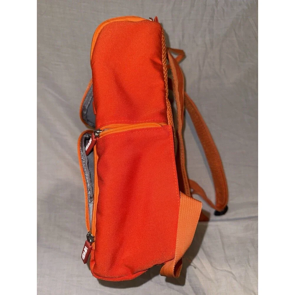 VIPKID Small Orange Backpack Smile Face Patch Zip Padded Adjustable Straps